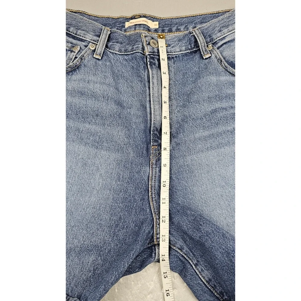 Levis Premium High Baggy Denim Shorts Womens 33 Big E Light Wash A9311-0005